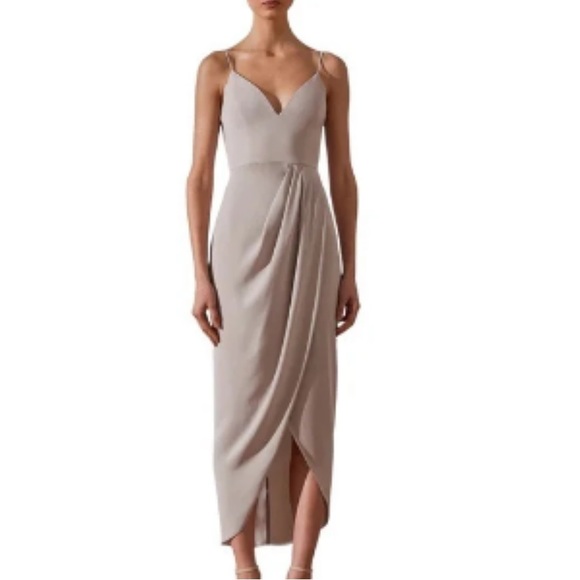 Shona joy taupe midi dress! Worn once!! - Picture 1 of 3